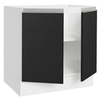 Balcão Cozinha 80 x 60 cm 2 Portas (Sem Tampo) Branco/Preto Glamy Madesa