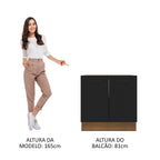 Balcão de Cozinha Madesa Agata 80 x 60 cm 2 Portas (Sem Tampo) Rustic/Preto