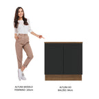 Balcão Madesa Agata 80 x 60 cm 2 Portas (Com Tampo) Rustic/Preto