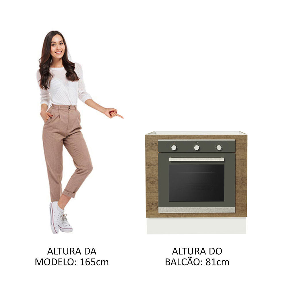 Balcão para Forno de Embutir 80 x 60 cm Sem Tampo Branco/Rustic Glamy, Stella Madesa