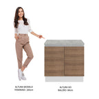 Balcão Madesa Glamy 80 x 60 cm 2 Portas (Com Tampo) Branco/Rustic