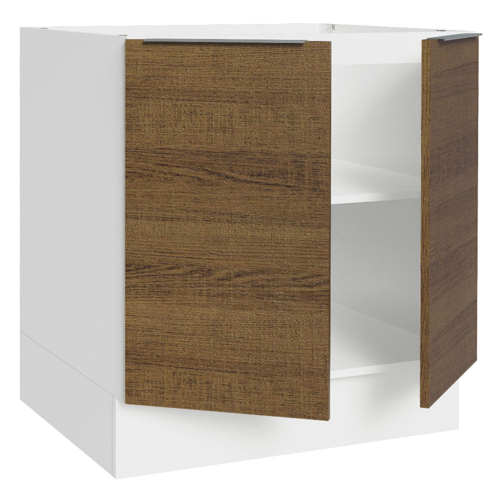 Balcão Cozinha 80 x 60 cm 2 Portas (Sem Tampo) Branco/Rustic Stella Madesa