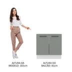 Balcão de Cozinha Madesa Agata 80 x 60 cm 2 Portas (Sem Tampo) Branco/Cinza