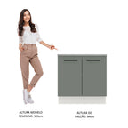 Balcão Madesa Agata 80 x 60 cm 2 Portas (Com Tampo) Branco/Cinza