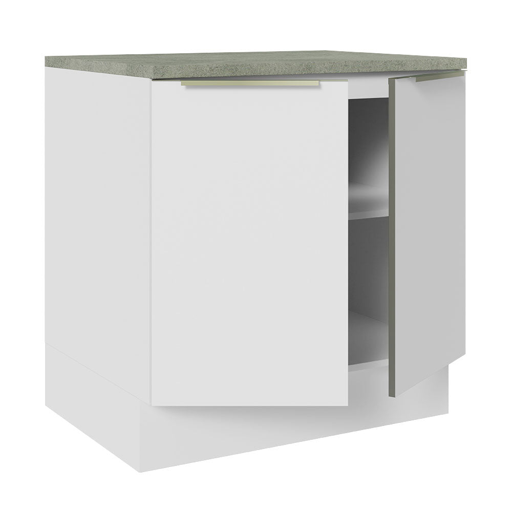 Balcão 80 cm 2 Portas Branco/Branco Veludo Lux Madesa