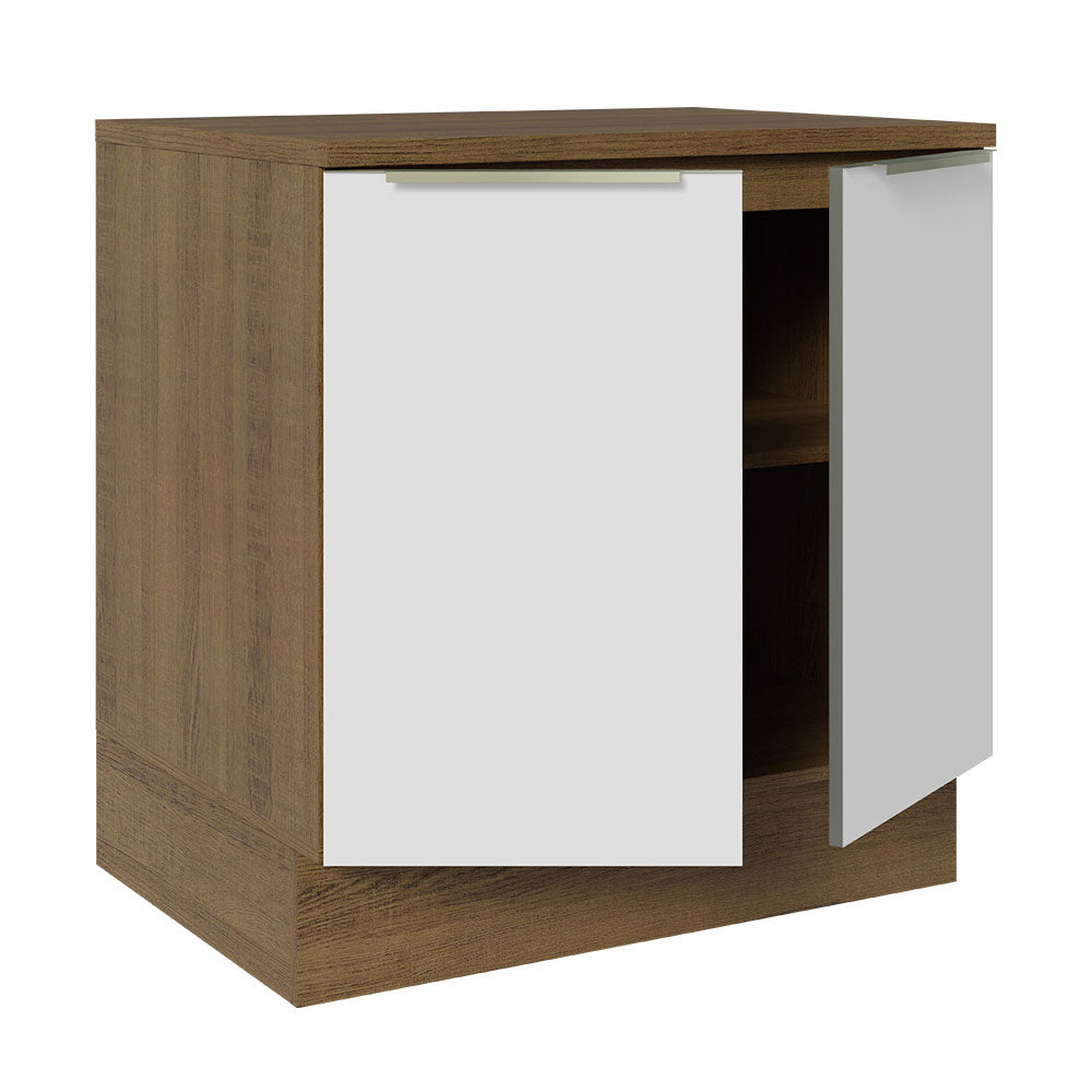 Balcão 80 cm 2 Portas Rustic/Branco Veludo Lux Madesa