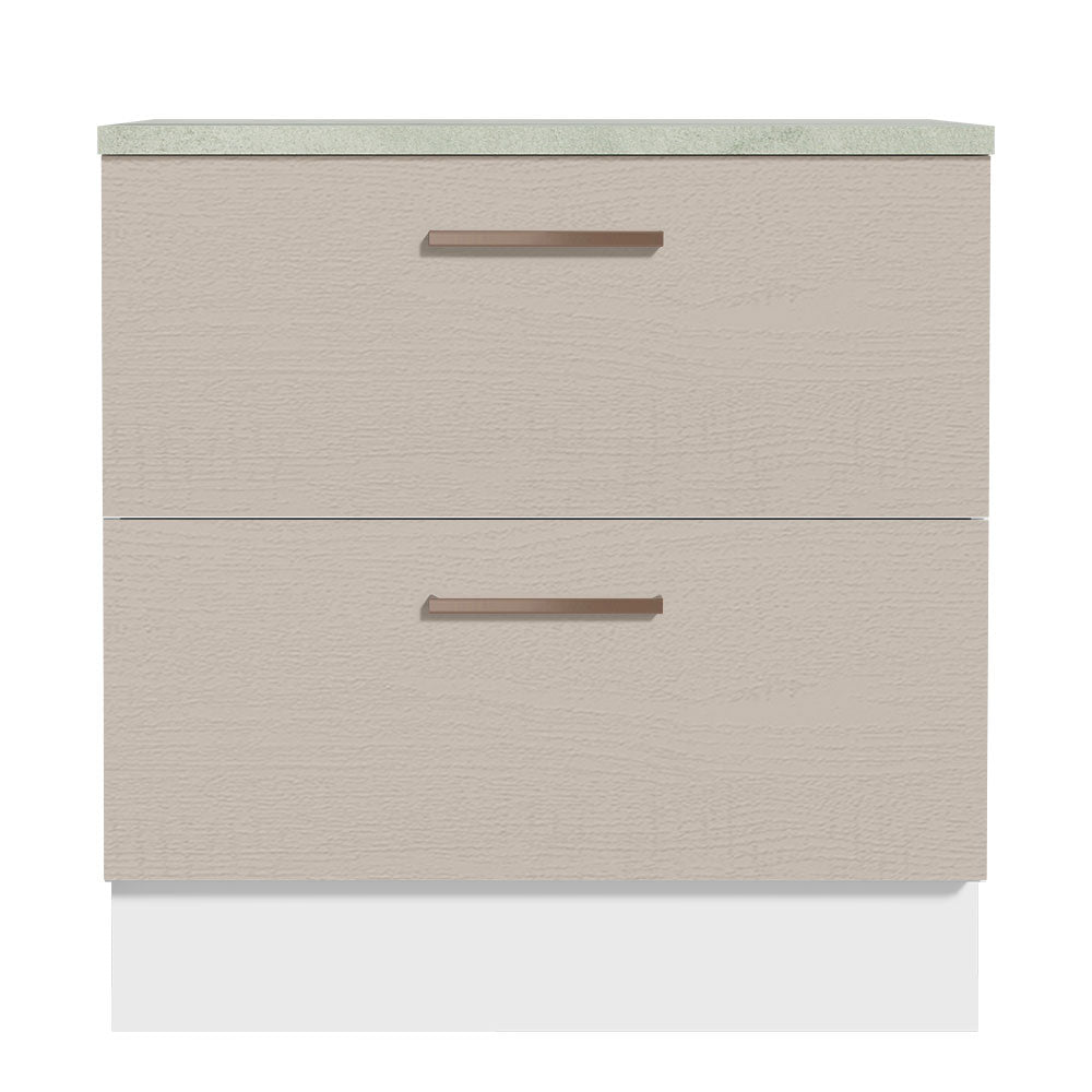 Balcão de Cozinha 80 x 60 cm 2 Gavetas (Com Tampo) Branco/Crema Agata Madesa