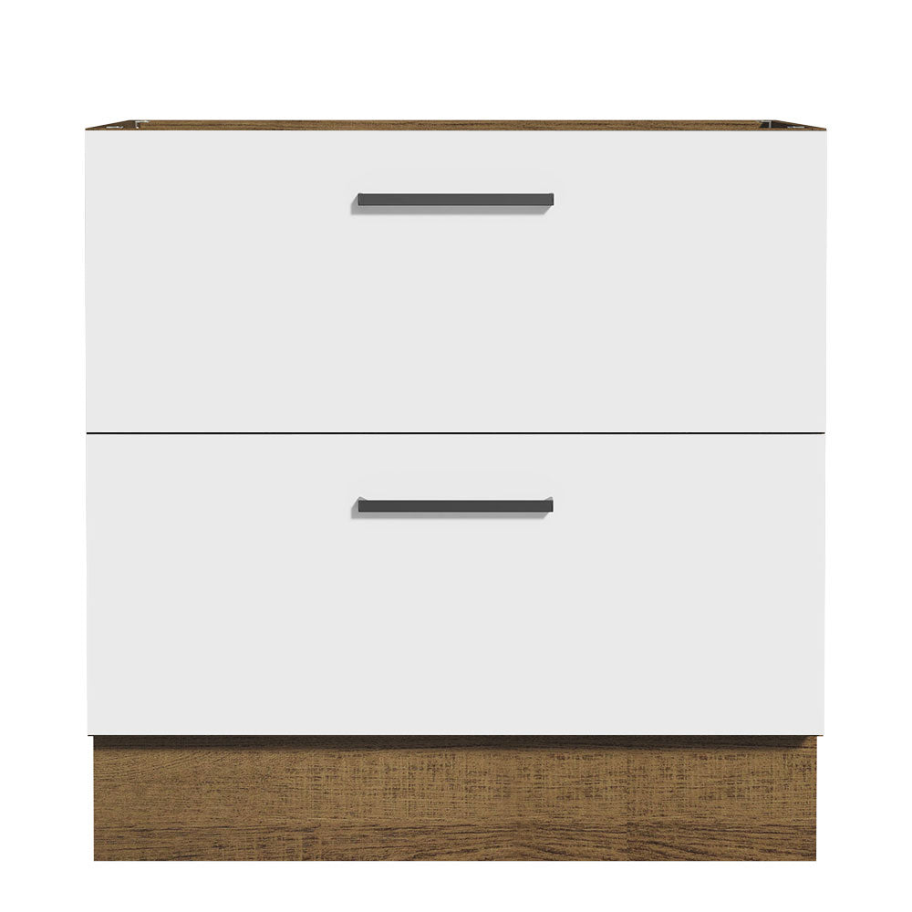 Balcão de Cozinha 80 x 60 cm 2 Gavetas (Sem Tampo) Rustic/Branco Agata Madesa