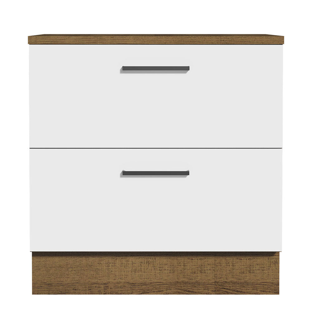 Balcão de Cozinha 80 x 60 cm 2 Gavetas (Com Tampo) Rustic/Branco Agata Madesa