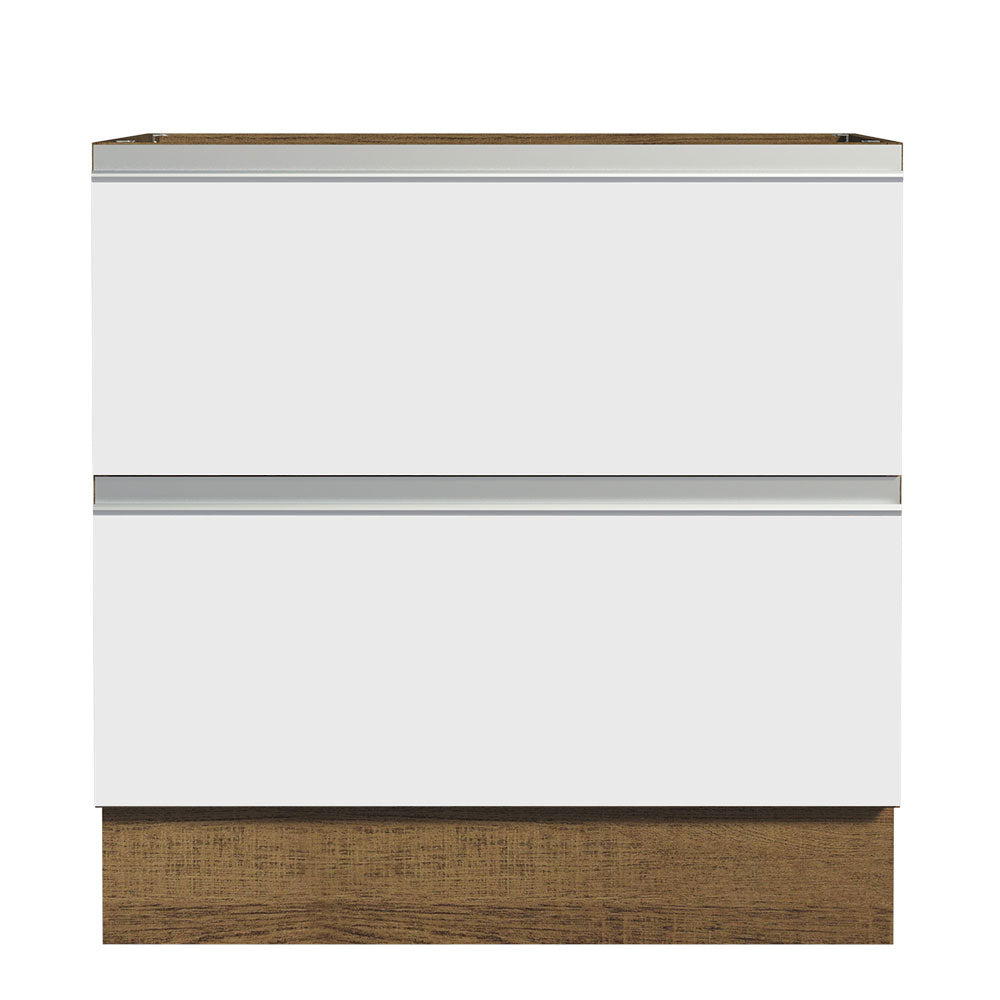 Balcão de Cozinha 80 x 60 cm 2 Gavetas (Sem Tampo) Rustic/Branco Glamy Madesa