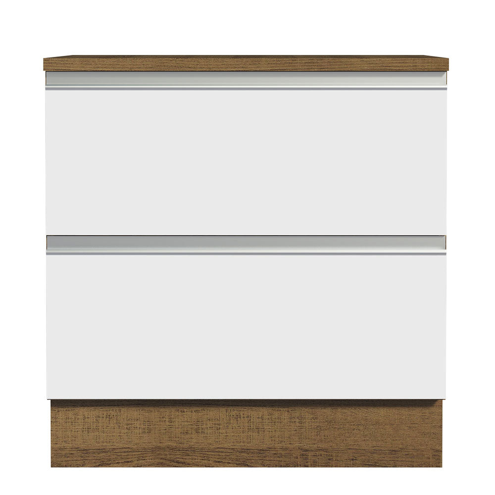 Balcão de Cozinha 80 x 60 cm 2 Gavetas (Com Tampo) Rustic/Branco Glamy Madesa