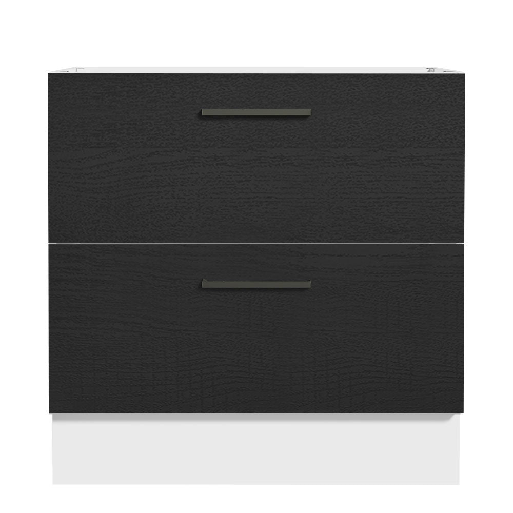 Balcão de Cozinha 80 x 60 cm 2 Gavetas (Sem Tampo) Branco/Preto Agata Madesa