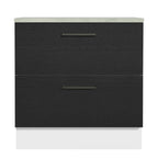 Balcão de Cozinha 80 x 60 cm 2 Gavetas (Com Tampo) Branco/Preto Agata Madesa