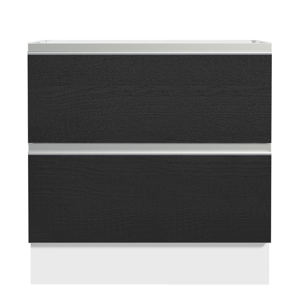 Balcão de Cozinha 80 x 60 cm 2 Gavetas (Sem Tampo) Branco/Preto Glamy Madesa