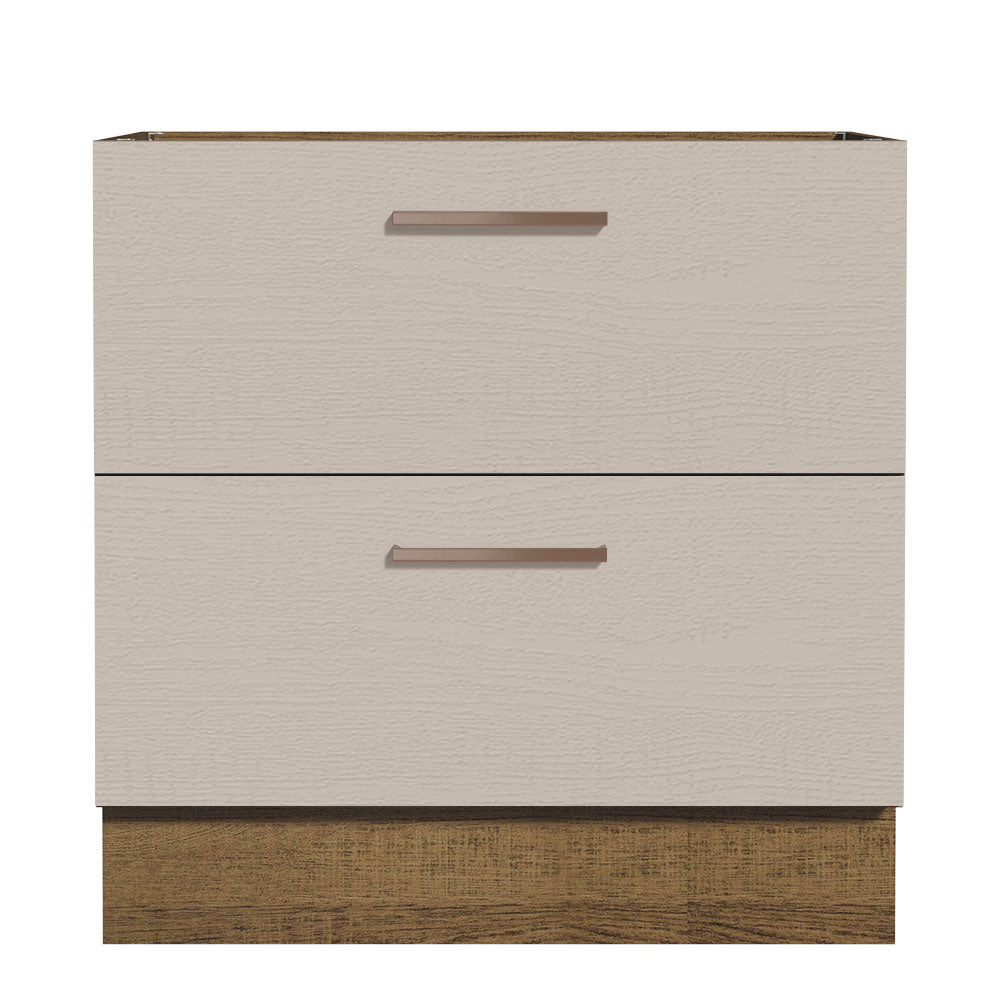 Balcão de Cozinha 80 x 60 cm 2 Gavetas (Sem Tampo) Rustic/Crema Agata Madesa