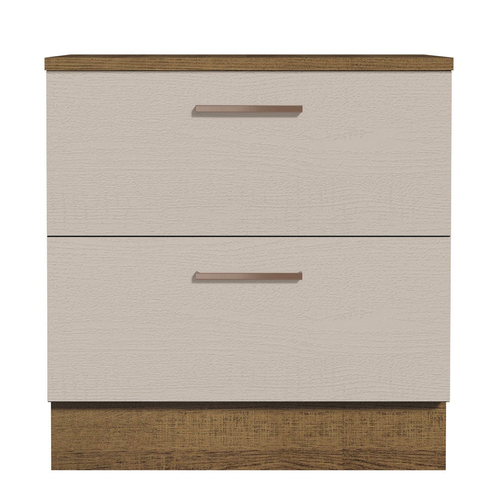 Balcão de Cozinha 80 x 60 cm 2 Gavetas (Com Tampo) Rustic/Crema Agata Madesa