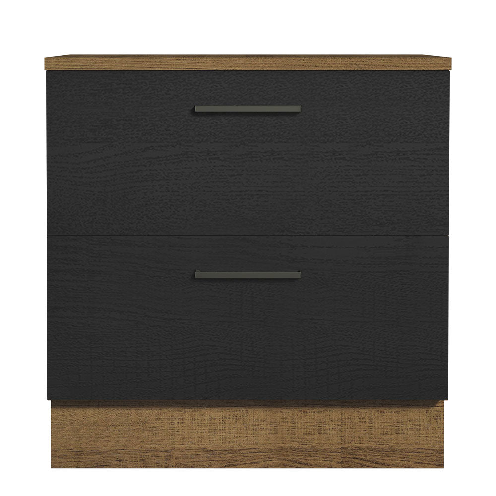 Balcão de Cozinha 80 x 60 cm 2 Gavetas (Com Tampo) Rustic/Preto Agata Madesa