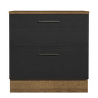 Balcão de Cozinha 80 x 60 cm 2 Gavetas (Com Tampo) Rustic/Preto Agata Madesa