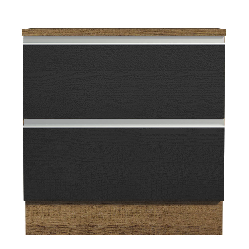 Balcão de Cozinha 80 x 60 cm 2 Gavetas (Com Tampo) Rustic/Preto Glamy Madesa