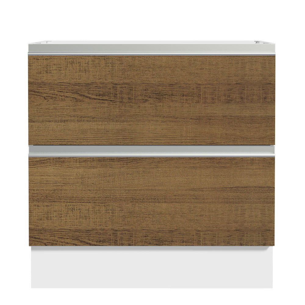 Balcão de Cozinha 80 x 60 cm 2 Gavetas (Sem Tampo) Branco/Rustic Glamy Madesa