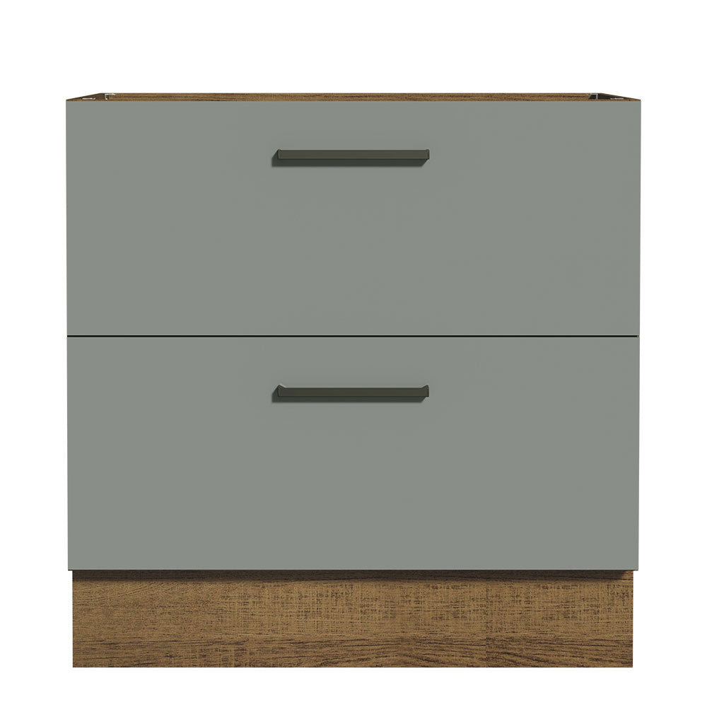 Balcão de Cozinha 80 x 60 cm 2 Gavetas (Sem Tampo) Rustic/Cinza Agata Madesa