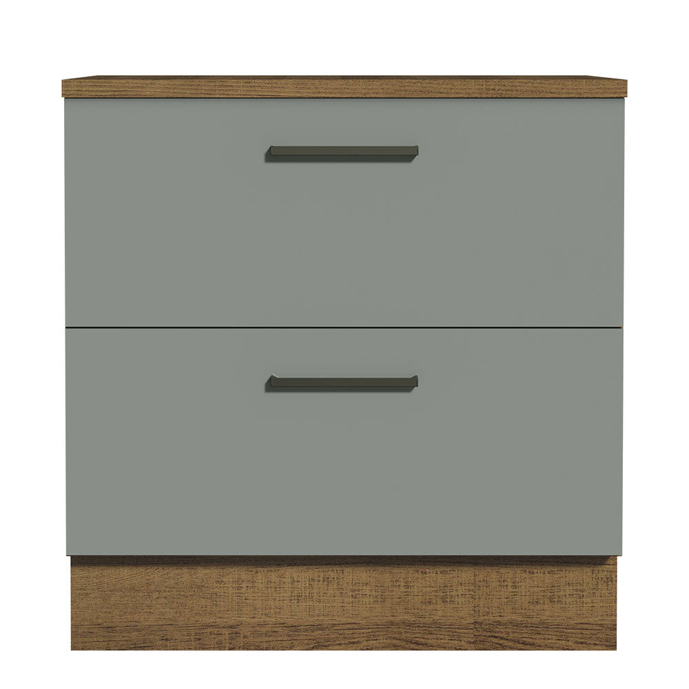 Balcão de Cozinha 80 x 60 cm 2 Gavetas (Com Tampo) Rustic/Cinza Agata Madesa