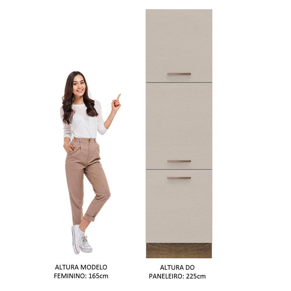 Paneleiro 60 x 60 cm 3 Portas Rustic/Crema Agata Madesa