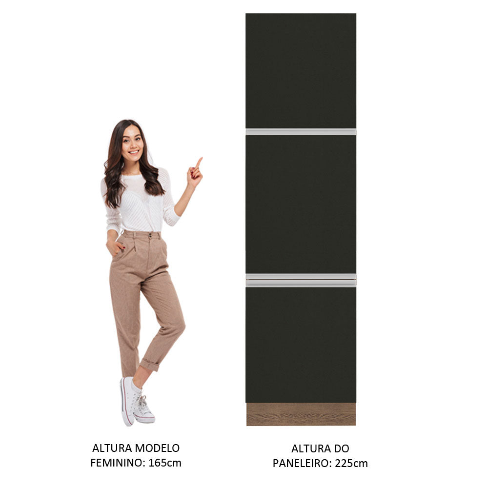 Paneleiro Madesa Glamy 60 x 60 cm 3 Portas Rustic/Preto