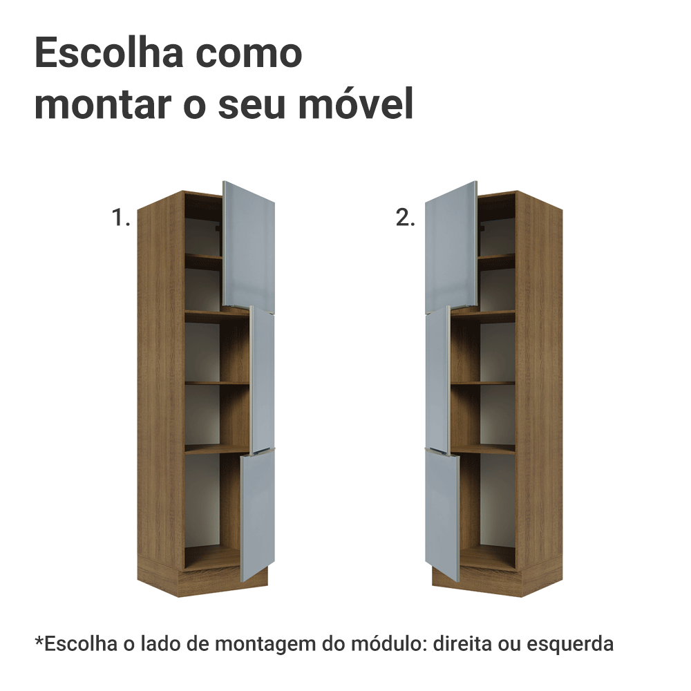 Paneleiro 60 x 60 cm 3 Portas Rustic/Cinza Lux Madesa