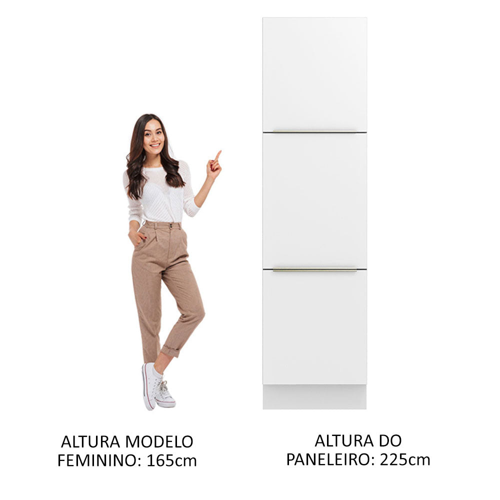 Paneleiro Madesa Lux 60 cm 3 Portas Branco/Branco Veludo