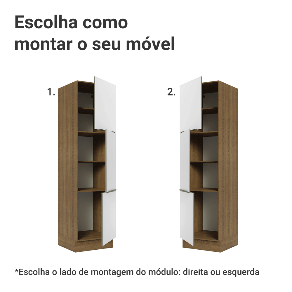 Paneleiro 60 x 60 cm 3 Portas Rustic/Branco Veludo Lux Madesa