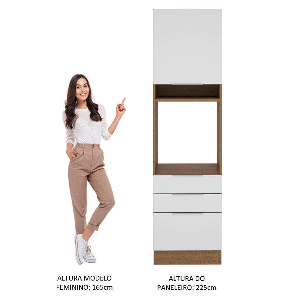 Torre Quente Madesa Stella 60 x 60 cm 1 Porta 3 Gavetas Rustic/Branco