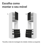 Torre Quente 60 x 60 cm 1 Porta 3 Gavetas Branco/Preto Lux Madesa