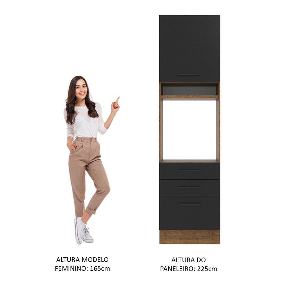 Torre Quente Madesa Agata 60 x 60 cm 1 Porta 3 Gavetas Rustic/Preto