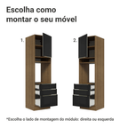 Torre Quente 60 x 60 cm 1 Porta 3 Gavetas Rustic/Preto Lux Madesa