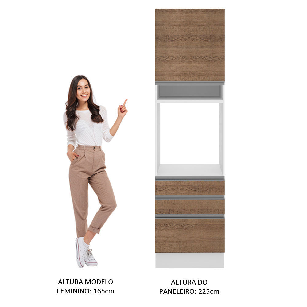 Torre Quente Madesa Glamy 60 x 60 cm 1 Porta 3 Gavetas Branco/Rustic