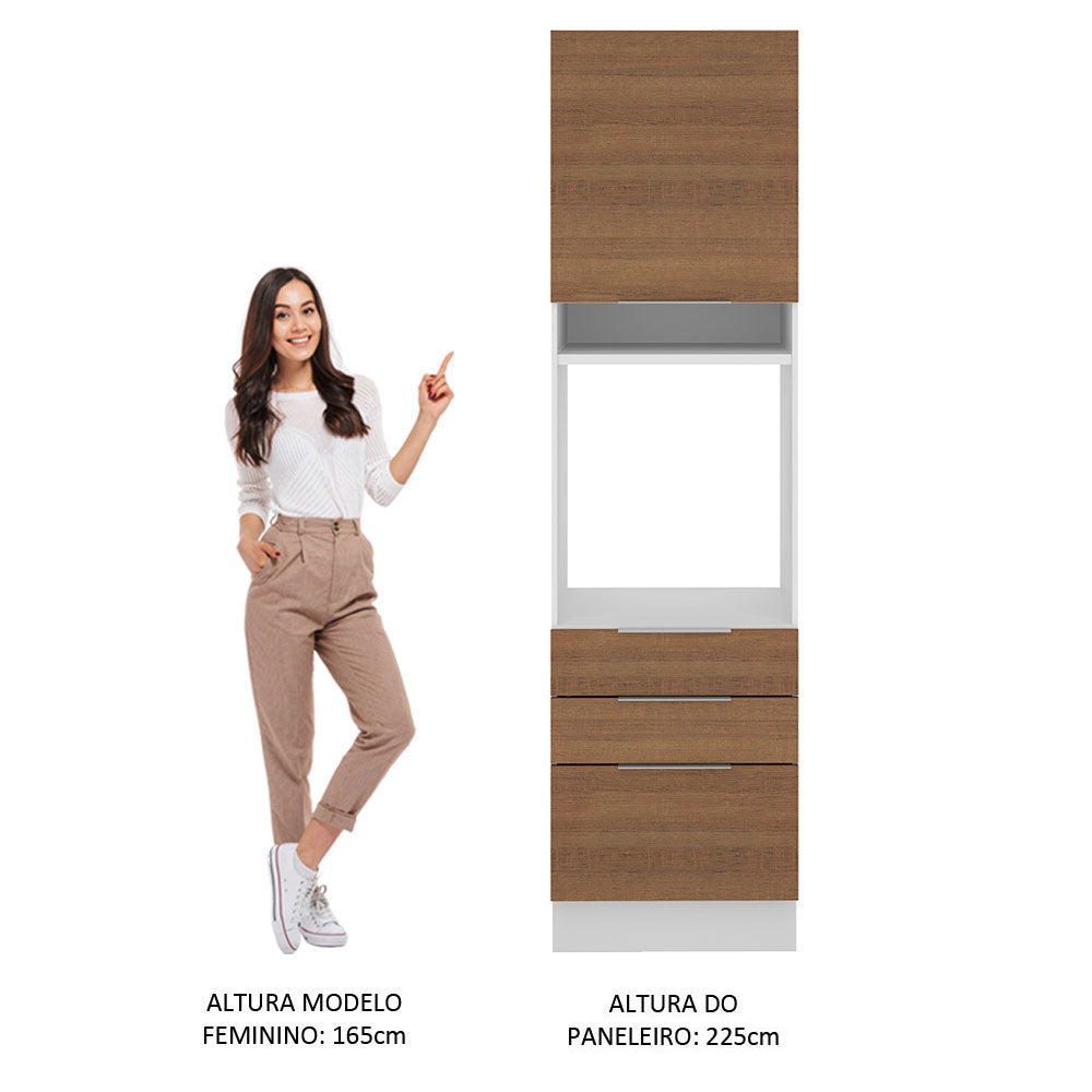 Torre Quente Madesa Stella 60 x 60 cm 1 Porta 3 Gavetas Branco/Rustic