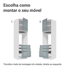 Torre Quente 60 x 60 cm 1 Porta 3 Gavetas Branco/Cinza Lux Madesa