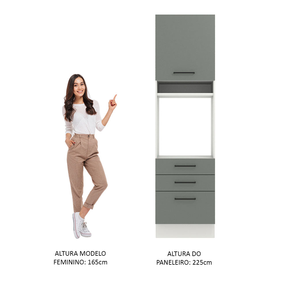 Torre Quente Madesa Agata 60 x 60 cm 1 Porta 3 Gavetas Branco/Cinza