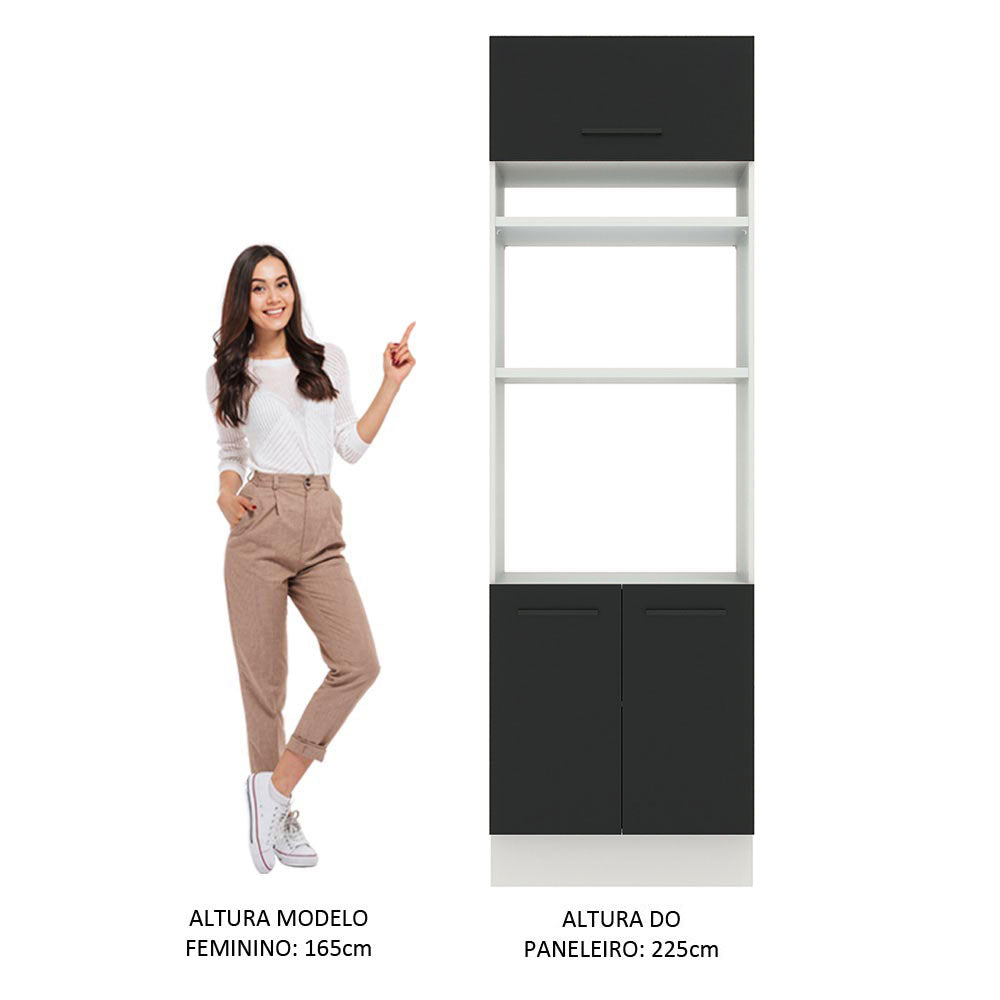 Torre Quente Madesa Agata 70 x 60 cm 3 Portas Branco/Preto