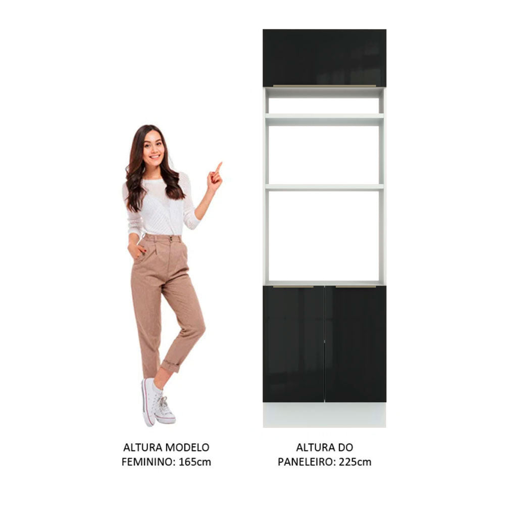 Torre Quente 70 x 60 cm 3 Portas Branco/Preto Lux Madesa