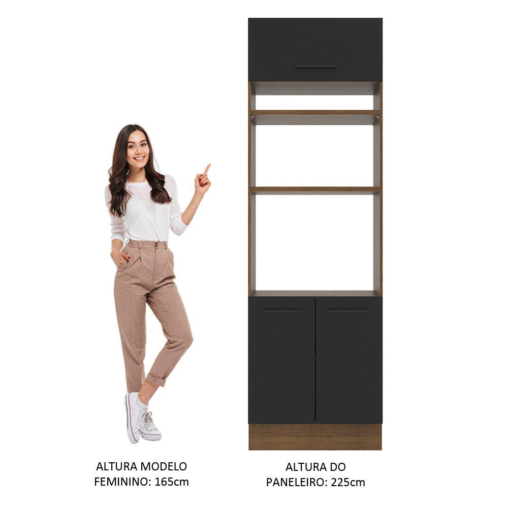 Torre Quente Madesa Agata 70 x 60 cm 3 Portas Rustic/Preto