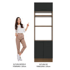 Torre Quente Madesa Agata 70 x 60 cm 3 Portas Rustic/Preto