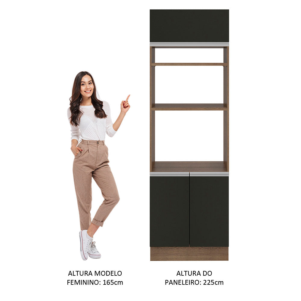 Torre Quente Madesa Glamy 70 x 60 cm 3 Portas Rustic/Preto