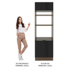 Torre Quente Madesa Lux 70 cm 3 Portas Rustic/Preto