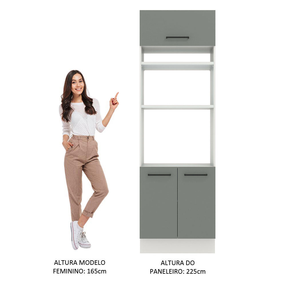 Torre Quente Madesa Agata 70 x 60 cm 3 Portas Branco/Cinza