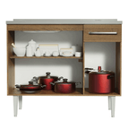 Balcão Gabinete com Pia 3 Portas e 1 Gaveta 105cm Rustic Emilly Madesa