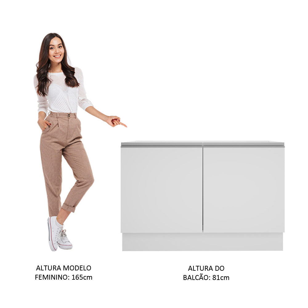 Balcão Gabinete de Pia Madesa Glamy 120 cm 2 Portas (Sem Tampo e Pia) Branco