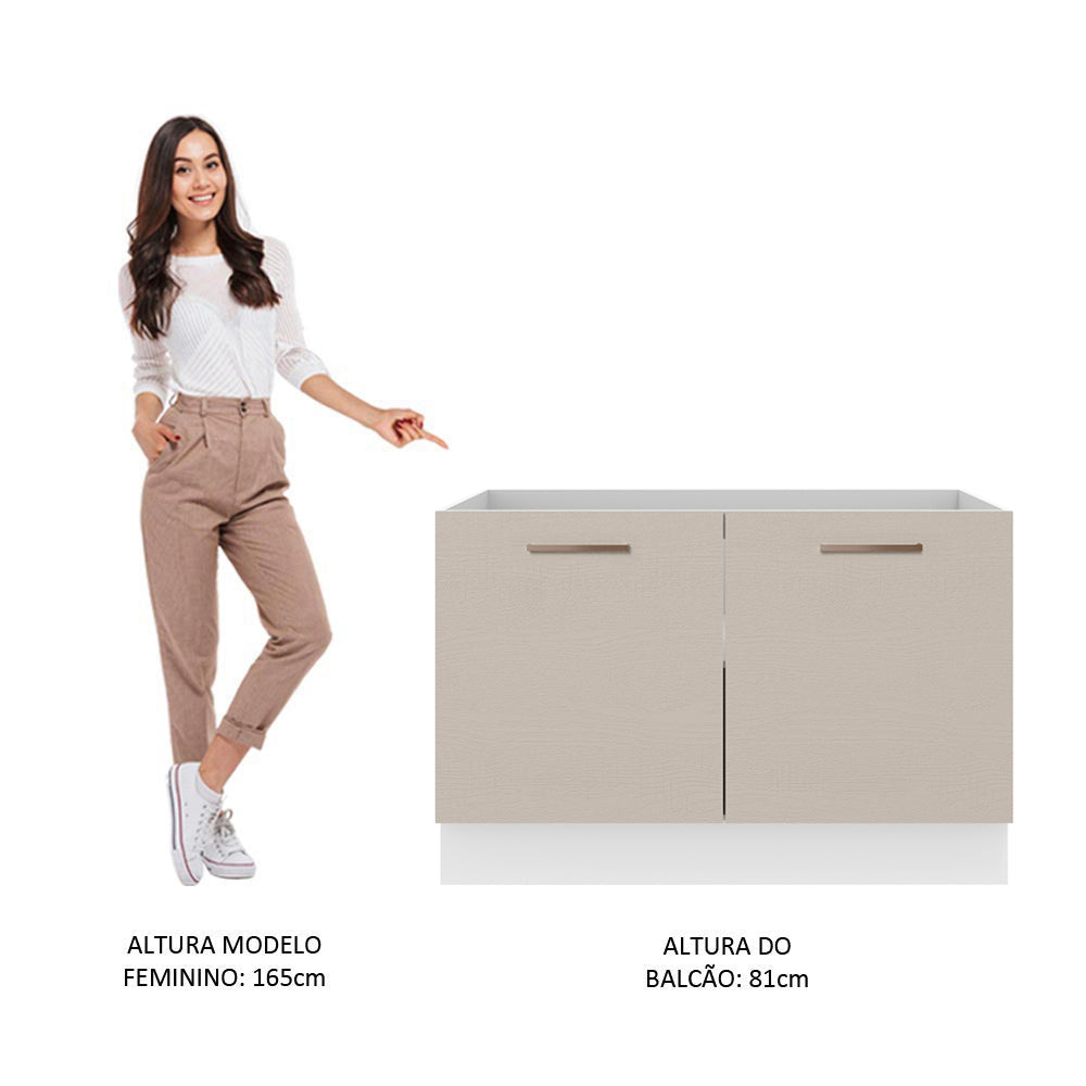 Balcão Gabinete de Pia 2 Portas Branco/Crema Agata Madesa