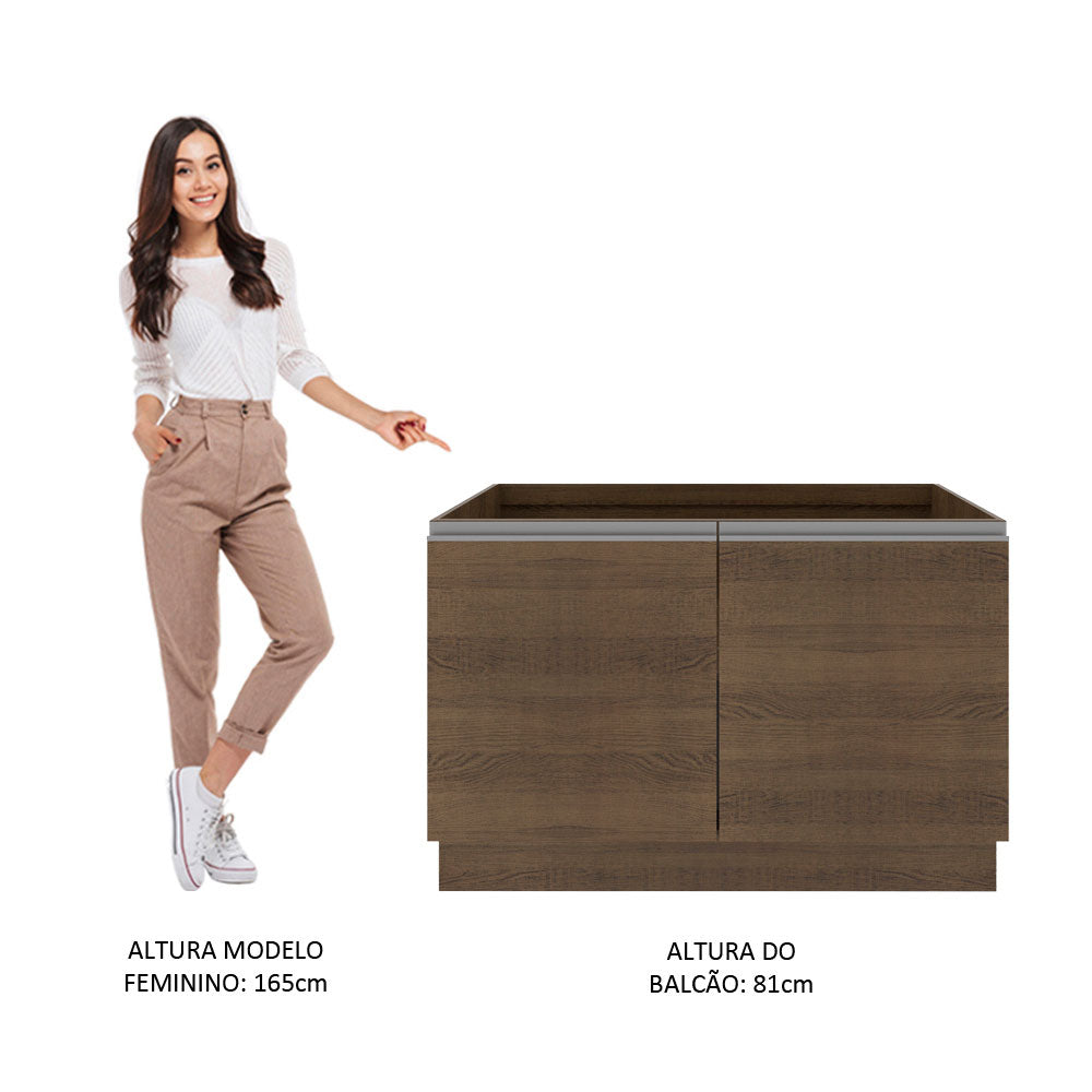Balcão Gabinete de Pia Madesa Glamy 120 cm 2 Portas (Sem Tampo e Pia) Rustic
